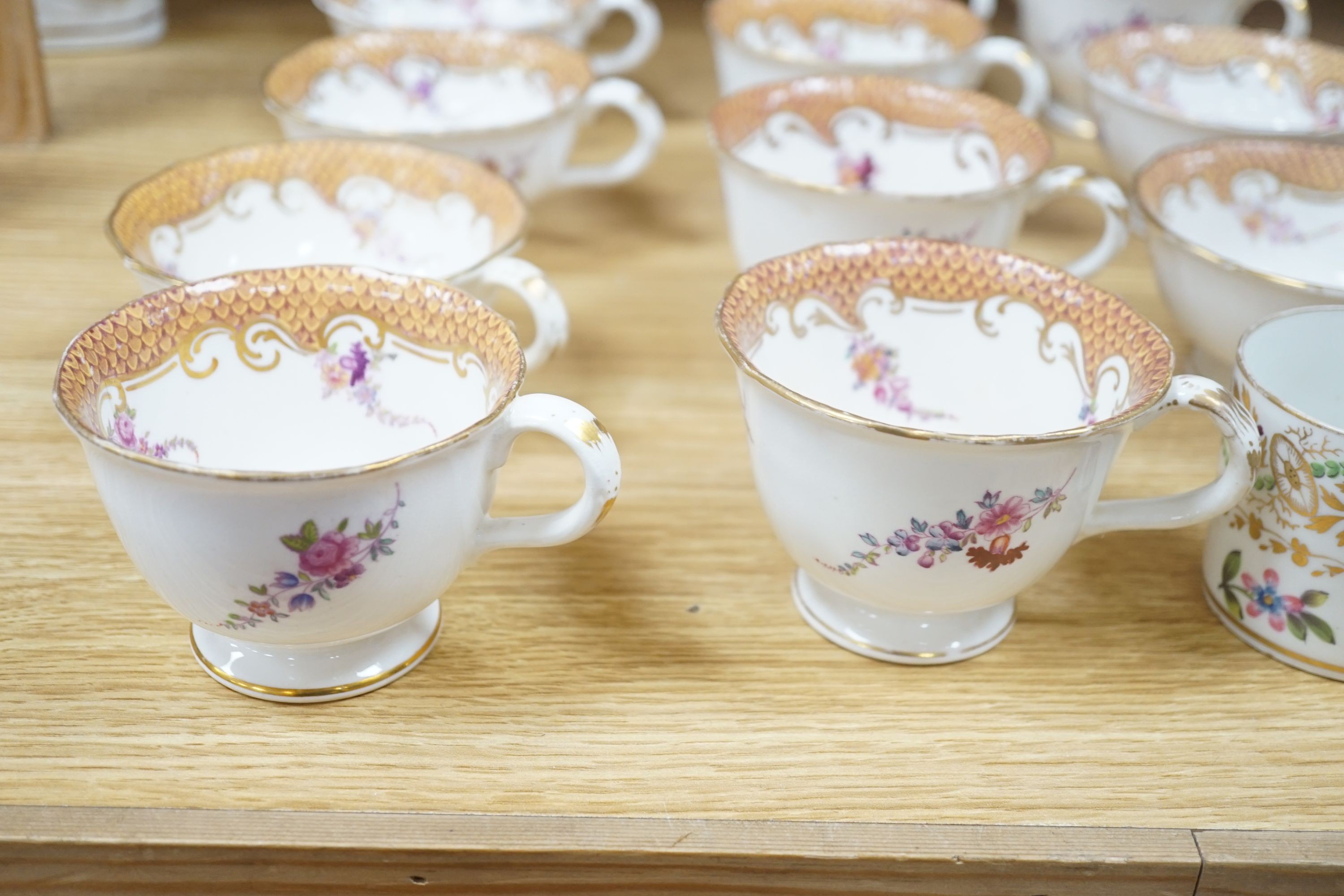 A Victorian porcelain tea service and two coffee cans